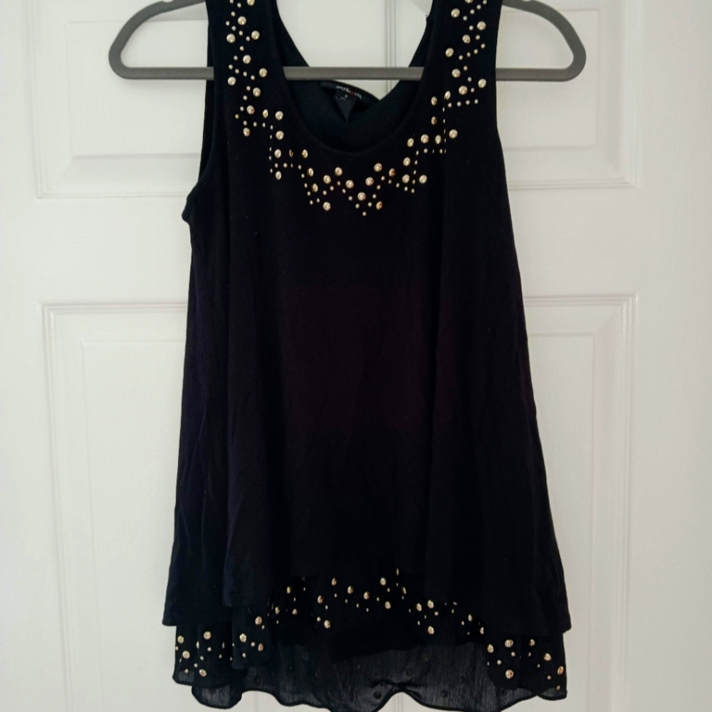 Silver studded black tank